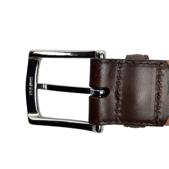 Allen Edmonds Mens 30 Leather Dress Belt With Brogue Detailing Dark Brown - Picture 5 of 9